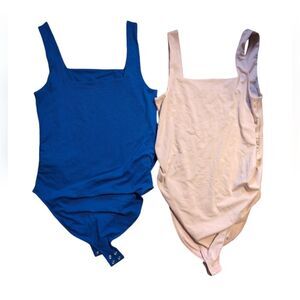 Set of Two maternity bodysuits blue and blush sz s